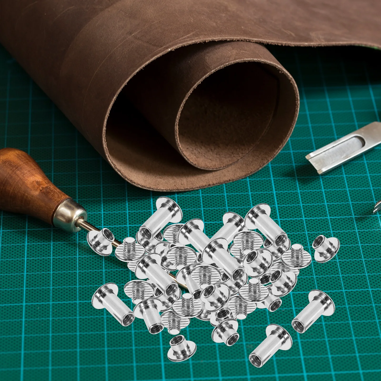 

Belt Screw Rivets Kit Studs Punk Crafting DIY Buttons Shoes Bag Accessories Lightweight Portable Easy Use Practical