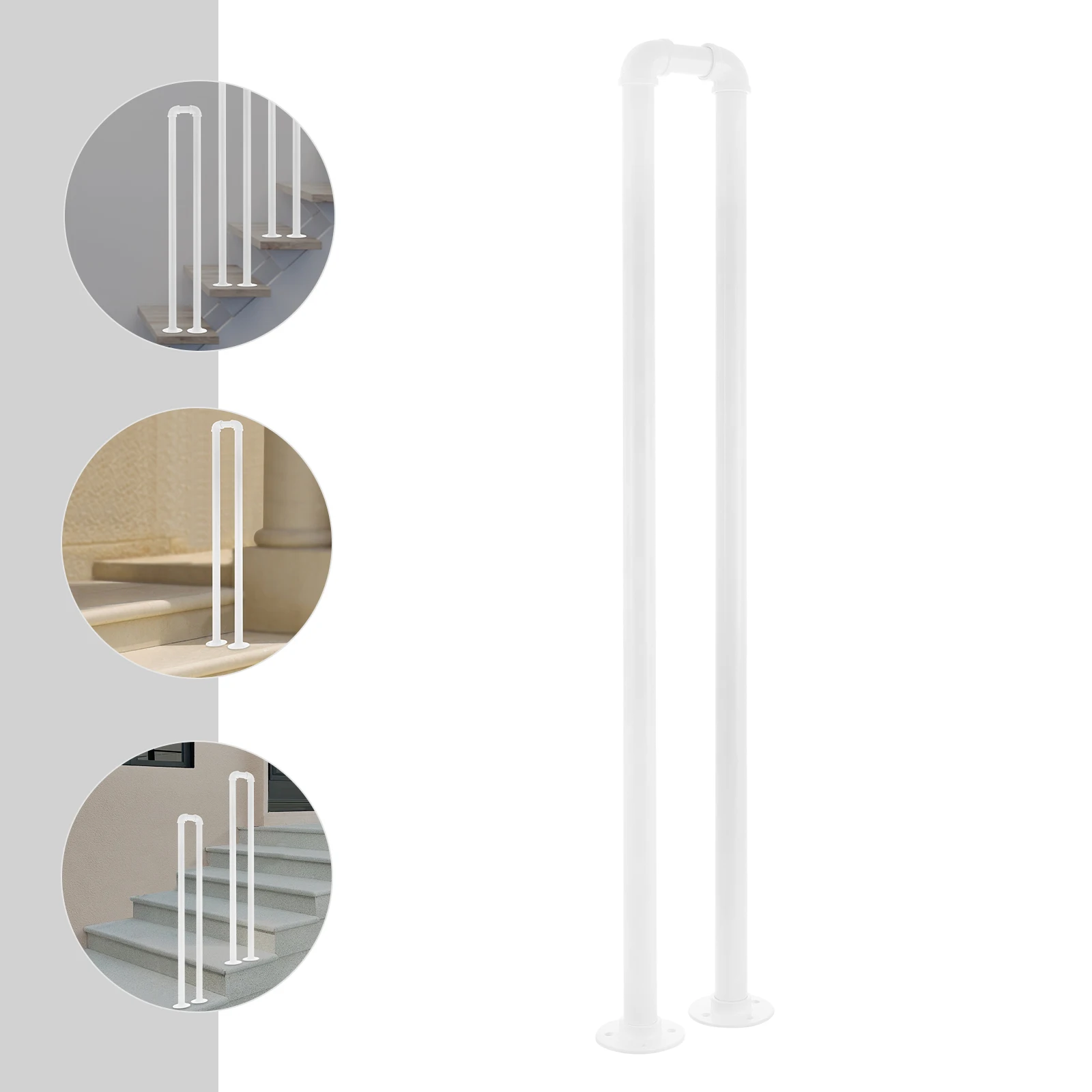 U‑Shaped Carbon Steel Stair Handrail Baking Paint Safety Grab Bar 7.87x39.37in Wall Mount Hand Rail for Elderly Kids Staircase Balcony Villa Corridor Home Support Railing