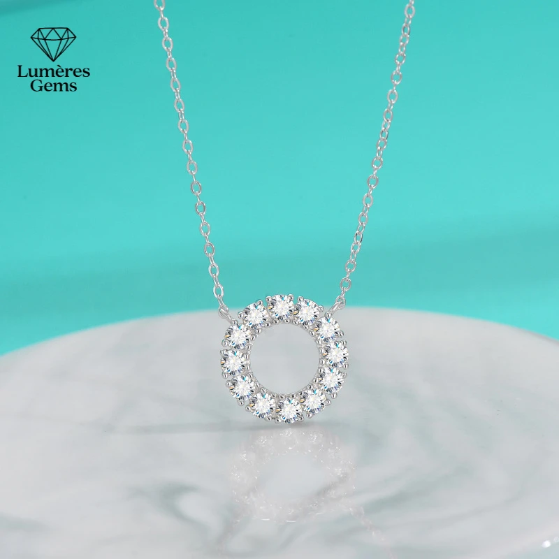 Lumière Gems Platinum PT950 Morganite Full-Row Diamond Round Ring - Women's Luxury, Unique, Round Lock Necklace