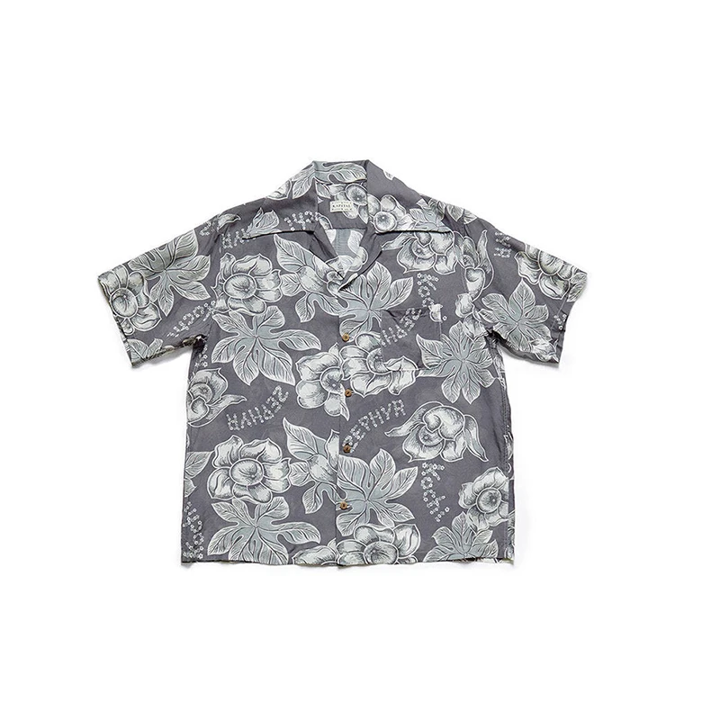 

KAPITAL Hirata Kazuhiro Unisex Japanese Retro Casual Loose Letter and Flower Print Short-Sleeve Shirt for Men and Women
