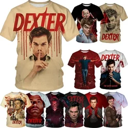 Summer Dexter 3D Printing Men's Short-sleeved T-shirt Top New Personality Hip-hop Fashion Unisex Casual Round Neck T-shirt