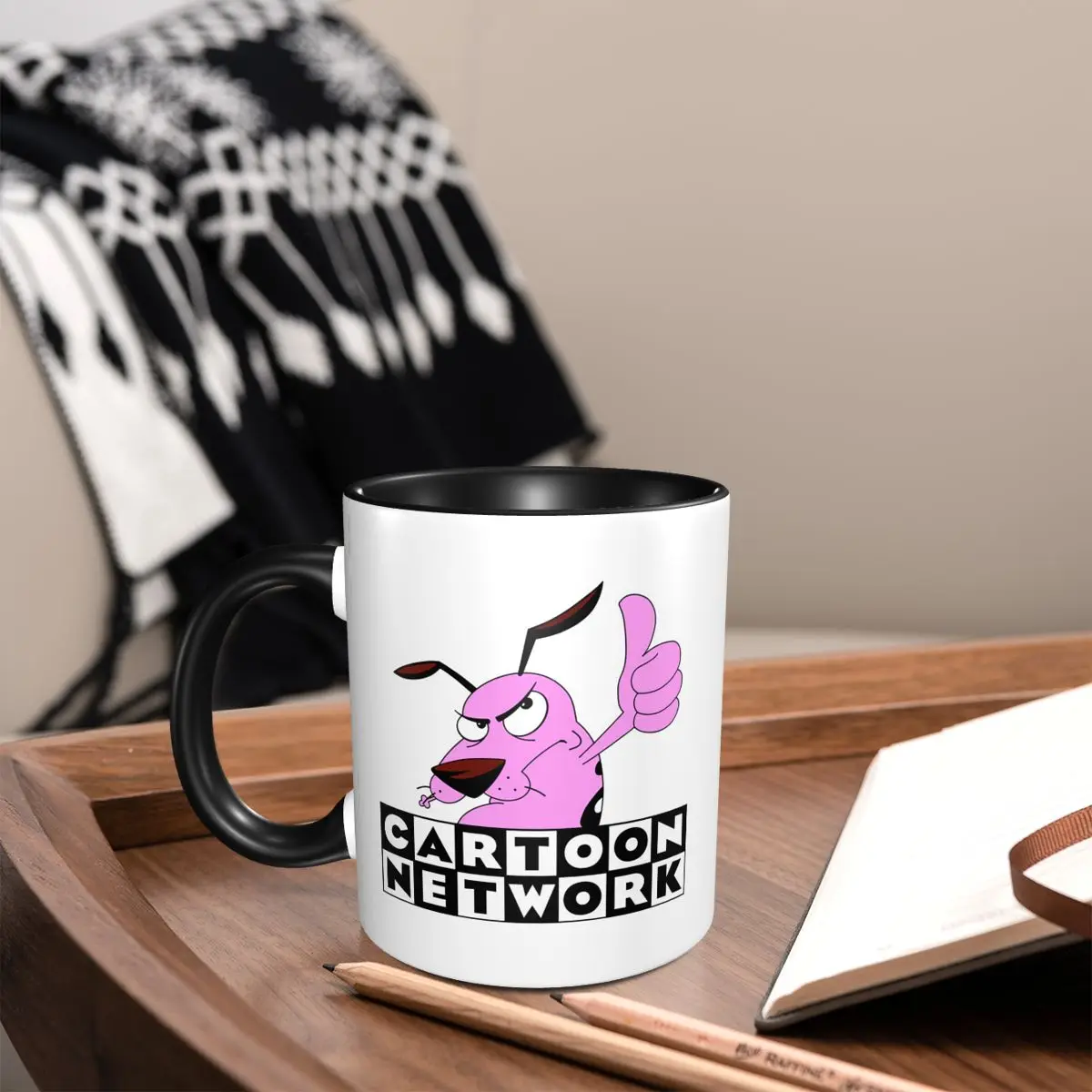 Taza de Cerámica Divertida de Cartoon Network, Coraje, el Perro Cobardizo, Tazas de Café, Tazas de Té, Taza para Leche, Regalo para Hombre o Mujer
