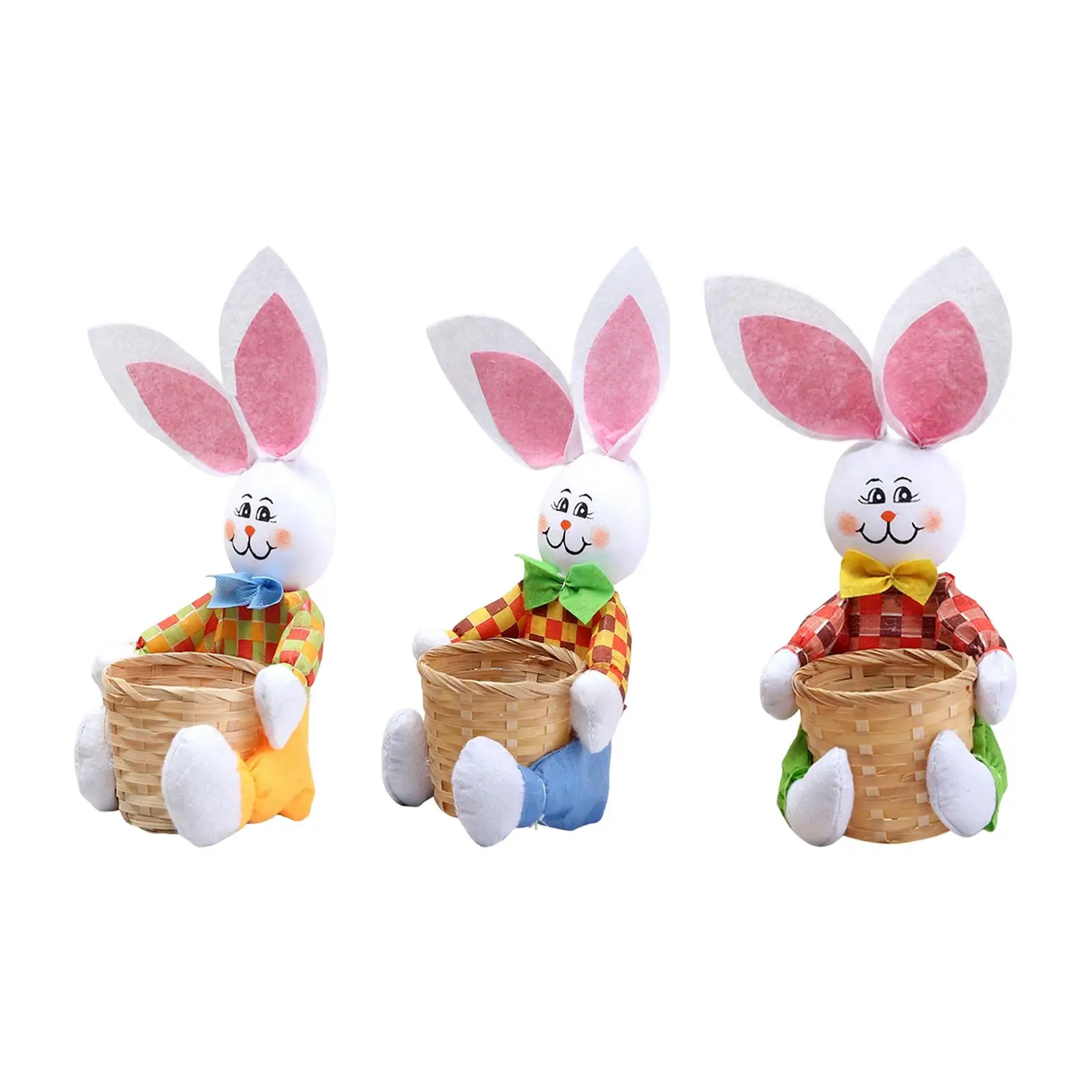 Easter Rabbit Basket Eggs Candy Gift Basket Portable DIY Reusable Crafts Storage Basket for Bedroom Festival Decor