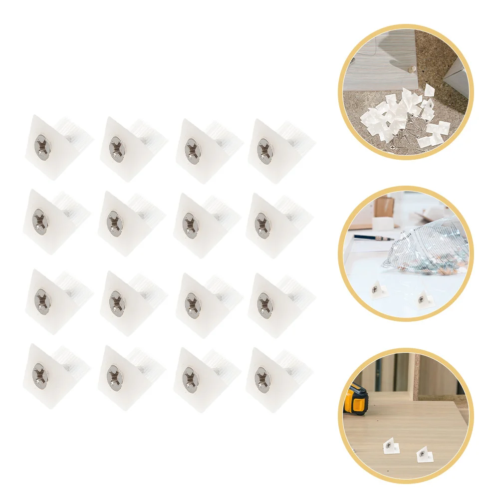 

200pcs Layer Shelf Screw Drawer Bottom Bracket L-Shaped Plastic Corner Brace For Furniture Reinforcement Cabinet Bottom Support