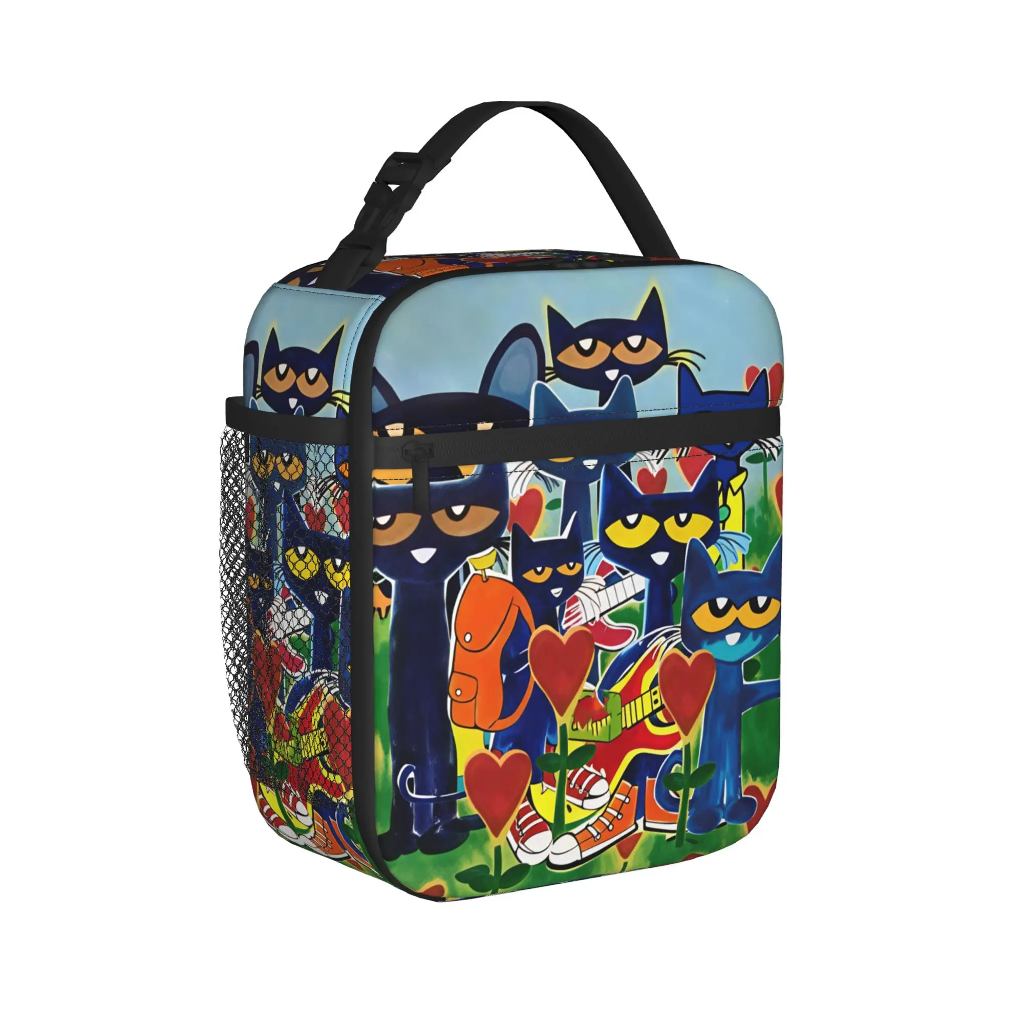 Pete The Cat I Love My White Shoes Cool Lunch Bag Travel Lunch Box For Men Thermal Lunch Bags Oxford Portable Cooler Bag