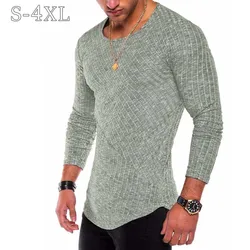 Plus Size S-4XL Slim Fit Sweater Men 2021 Spring Autumn Thin O-Neck Knitted Pullover Men Casual Solid Mens Sweaters Pull Homme