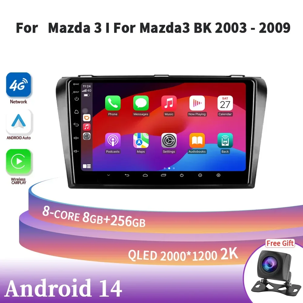 

Android 14 Car Radio Multimedia Navigation For Mazda 3 I For Mazda 3 BK 2003-2009 Wireless Carplay 2 DIN GPS Screen Console