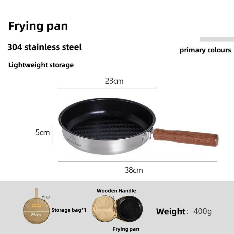 Mounthiker Outdoor Camping Non-stick Frying Pan Breakfast Egg Pancake Pot  Stainless Steel Cooking Food Induction Cooker Fry Pan