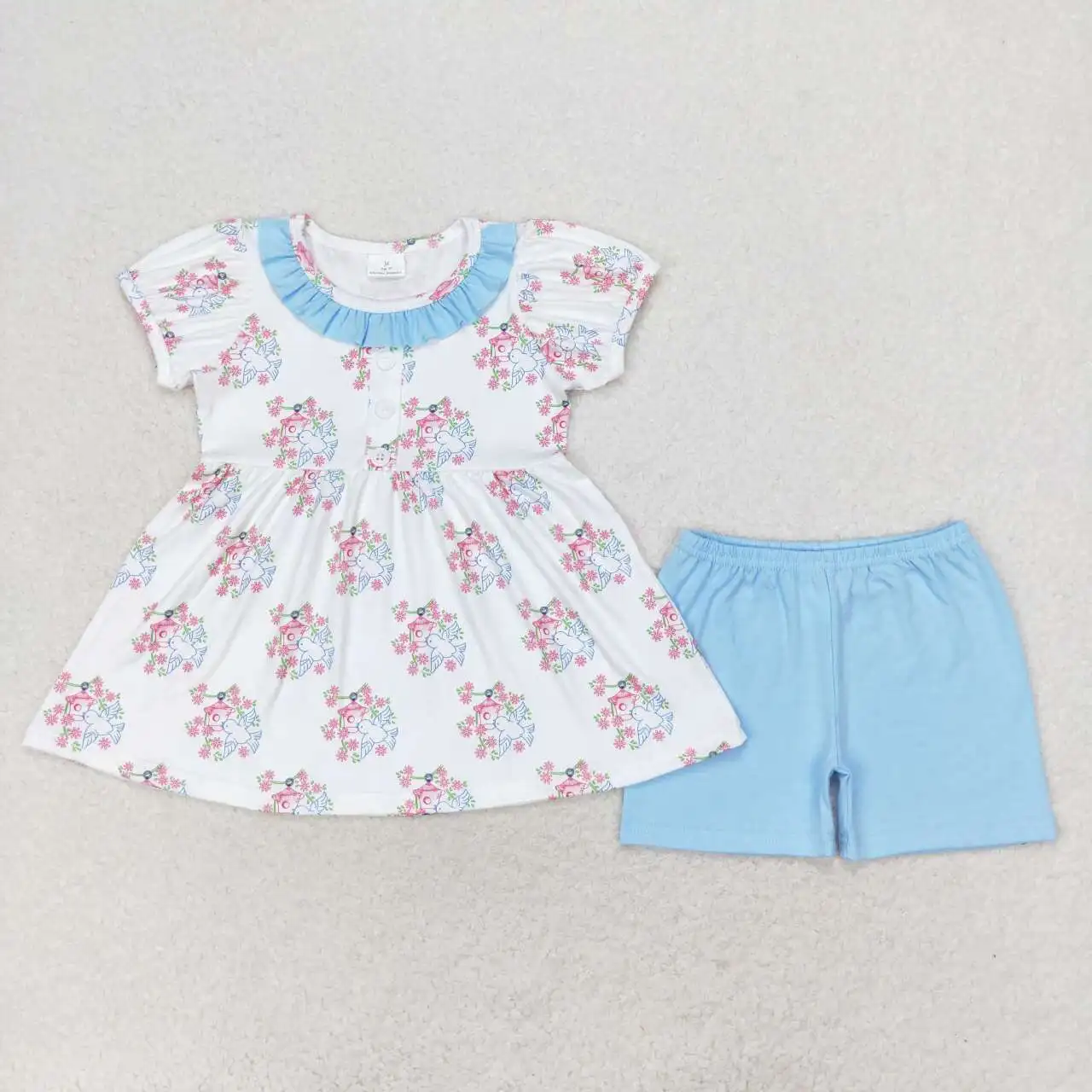 

Baby Girls pink Floral outfits summer clothing Toddlers wholesale boutique Baby Short Sleeves Top Shorts Kids new arrival sets