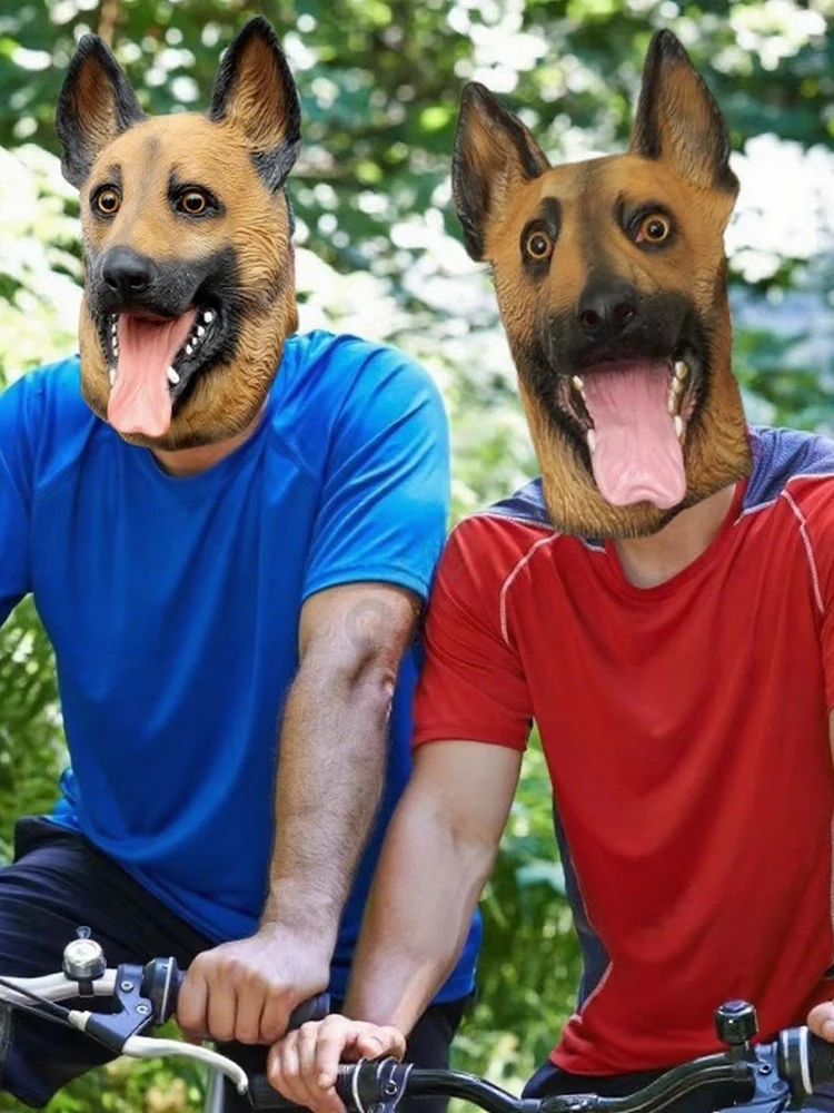 

Dog Head Mask Halloween Party Dog Costume Mask Adult Cosplay Costume Latex Animal Head Mask (German Shepherd)