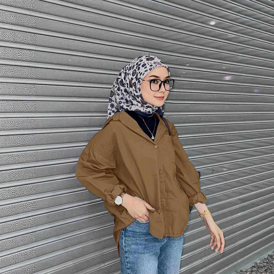 2025 New Muslim Women Long Sleeve Tops Buttons Shirt Solid Color Blouse Casual Turkey Kaftan Islam Clothing Arabic Dubai Shirts