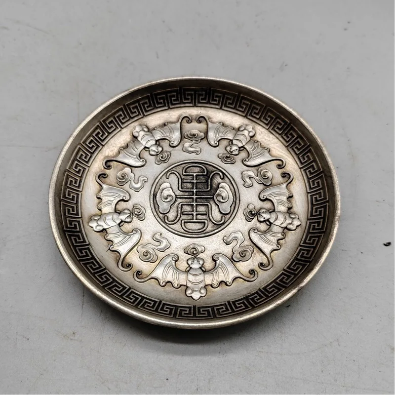 Vintage fortune , silver-plated plate, small dish, treasure tray, home decoration, exquisite decorative craft