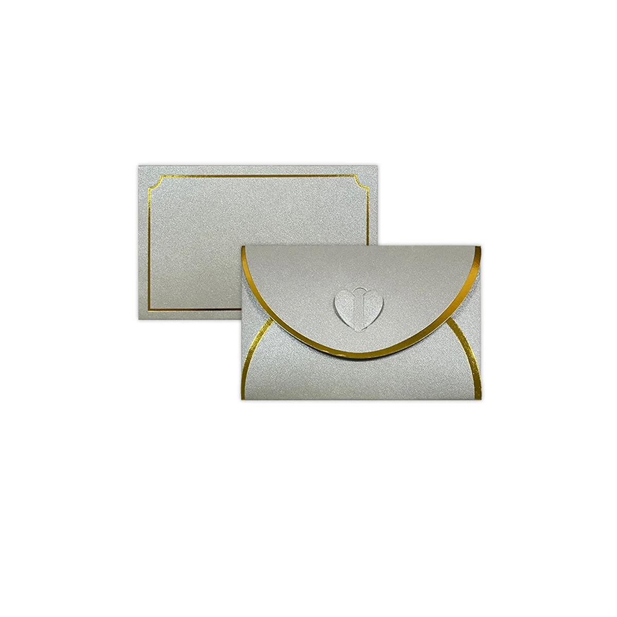 50Pcs Gift Card Envelopes with Love Buckle Envelopes with Gold Border, Envelope for Note Cards, Wedding Silver