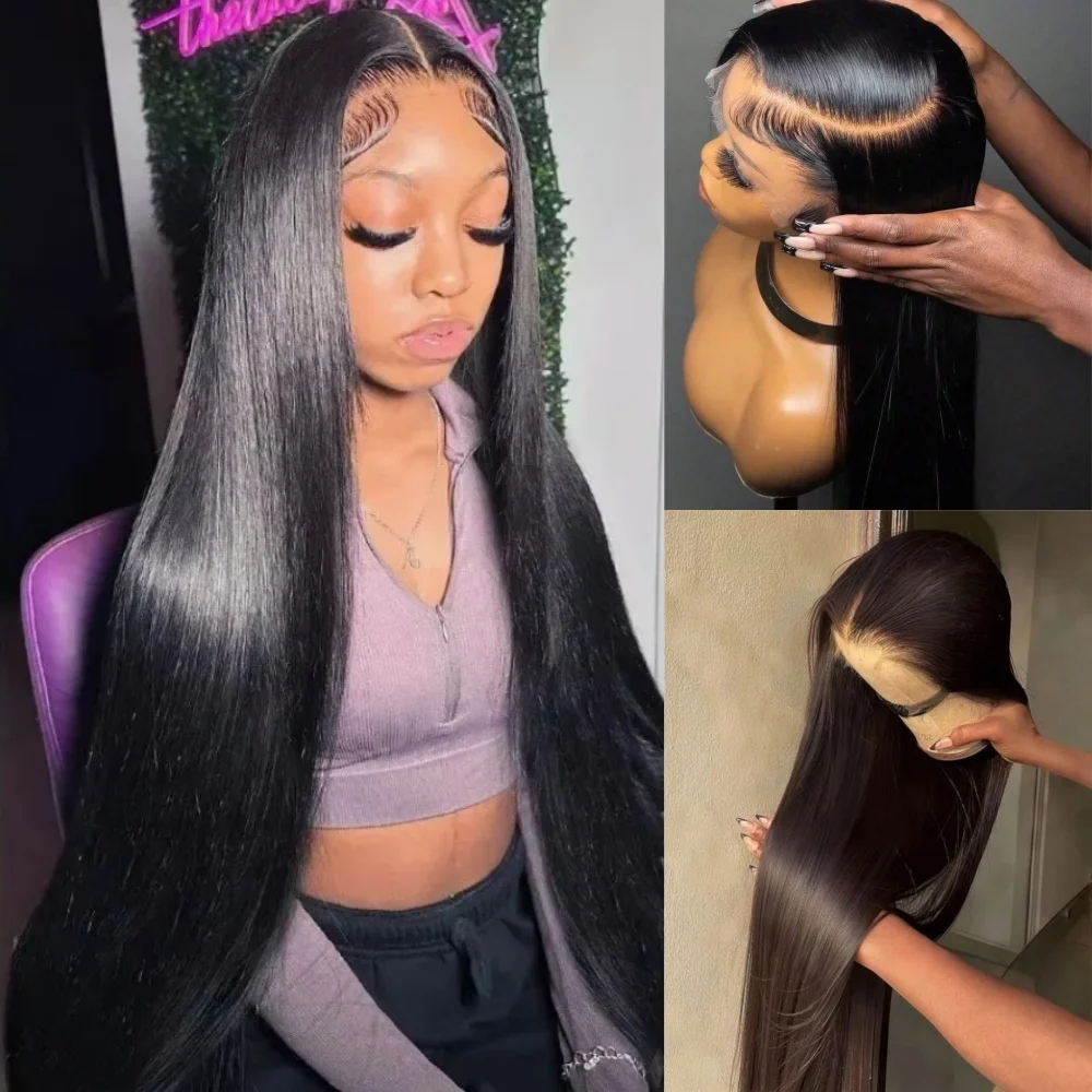 

Прямые HD-парики с прозрачной кружевной передней частью 13x4 для женщин, безклеевые парики из бразильских волос, фронтальная линия волос, плотность 180, предварительно выщипанные