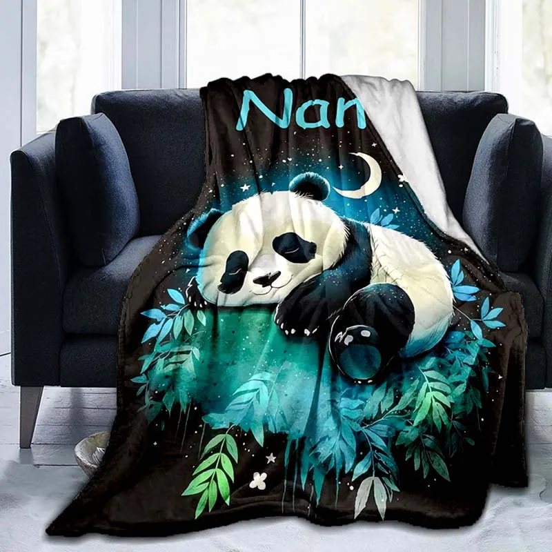 Customized Giant Panda Flannel Blanket 100_ Professional Fiber, Soft and Warm, Digital Print, Suitable for All Seasons