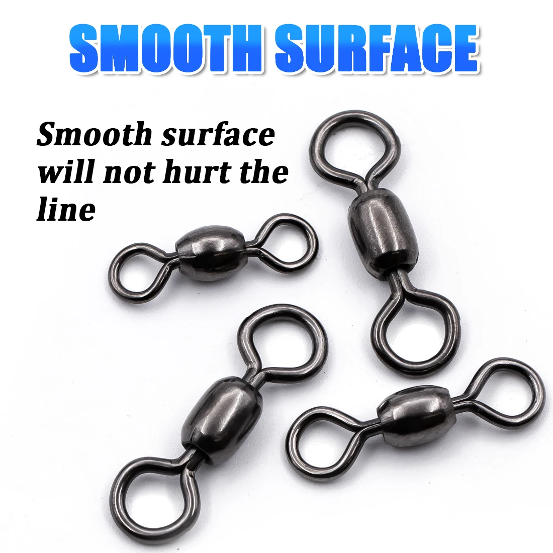 FishTrip 50Pcs Crane Swivels Rolling Swivels Stainless Steel Fishing Swivels Heavy Saltwater Fishing Tackles Black Nickel image 4
