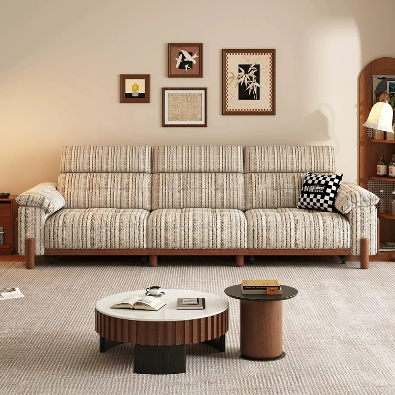 #Mid-Century Chenille Electric Reclining Sofa Zero-Wall High-Back Fabric Couch for Cream Style Living Room designer furniture