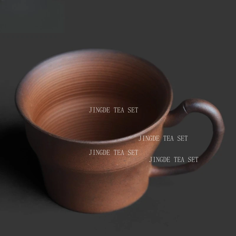 Rough Pottery Bamboo Handle Teacup Chinese Style Household Personal Coffee Cup Tea Tasting Cup Drinking Utensils Wine Glass