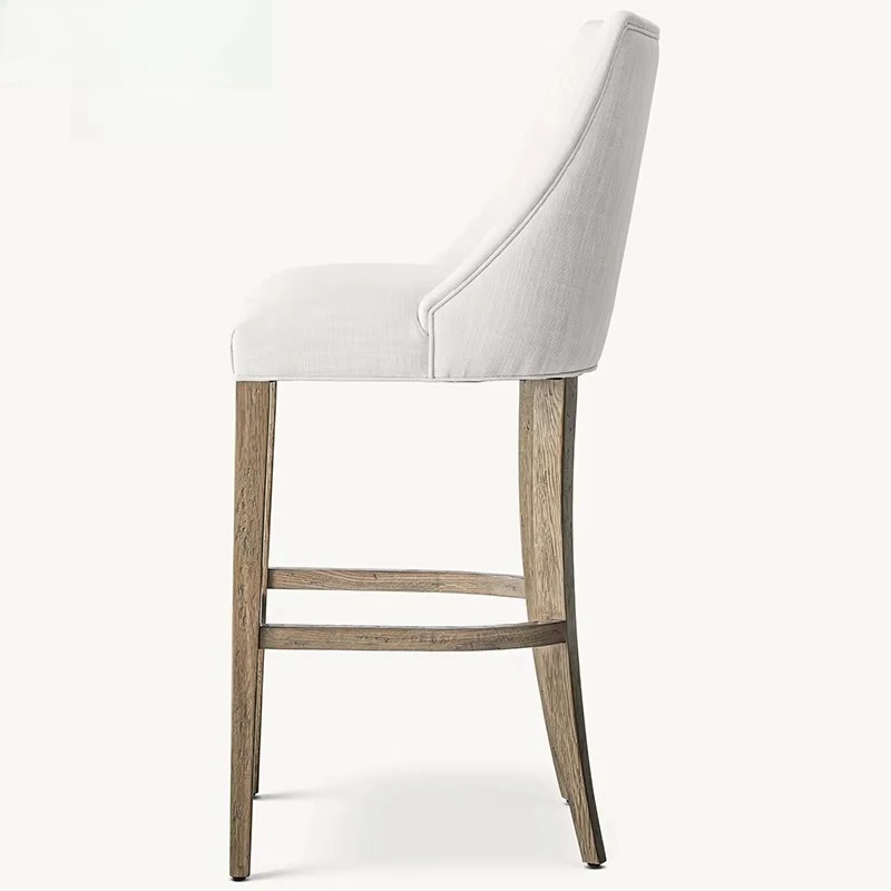 Light luxury solid wood bar chair modern simple home high stool creative bar chair Fashion leather bar chair