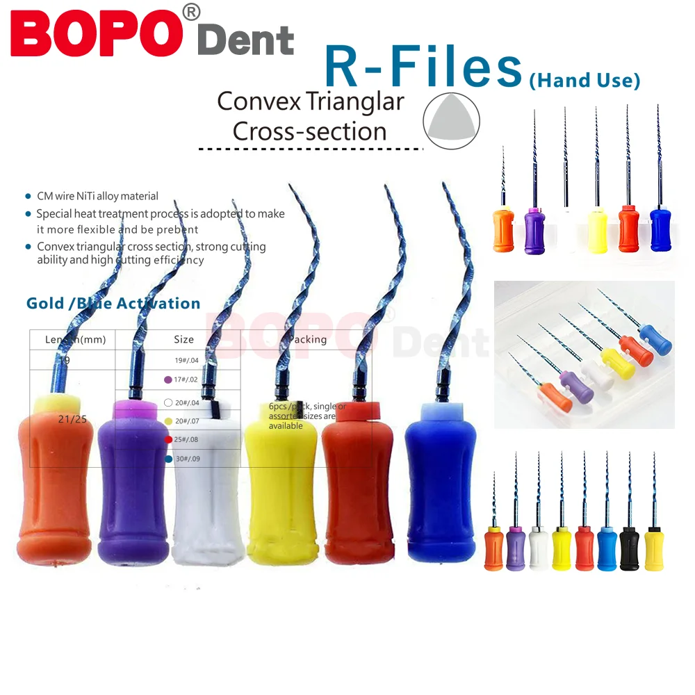 6 stks/pak Tandheelkundige Endodontische NiTi Hand Gebruik Bestand Warmte Geactiveerde Roterende Endo Naald SX-F3 21/25/31mm F4 F5 Wortelkanaalbehandeling Super Bestanden