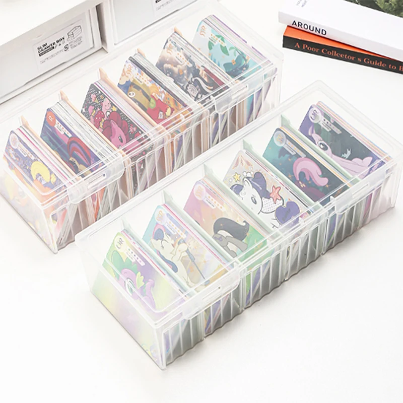 Neue transparente Kunststoff-Aufbewahrungsbox für Fotokarten, kleine Karte, Aufbewahrungsbox, Schreibtisch-Organizer, Klassifizierungsbox für Schreibwaren