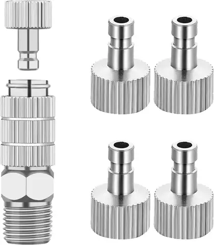 Joystar Airbrush quick disconnect coupler release fitting Adjustment valve Adapter with 5 Male fitting, 1/8" M-F