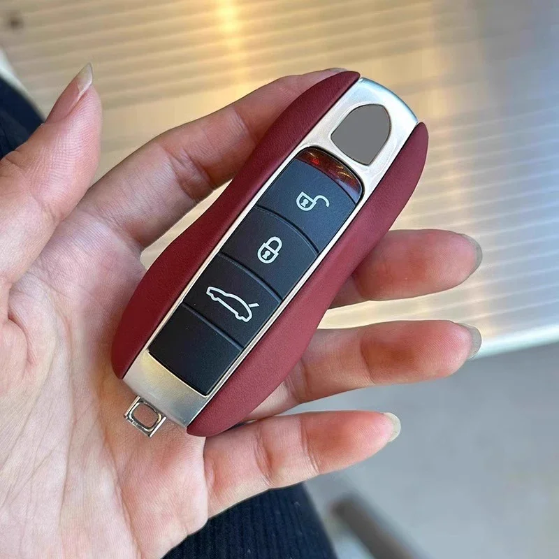 For Porsche Macan Cayenne Panamera Taycan Boxster 718/911 Real Leather Car Key Case Keycase Key Fob Remote