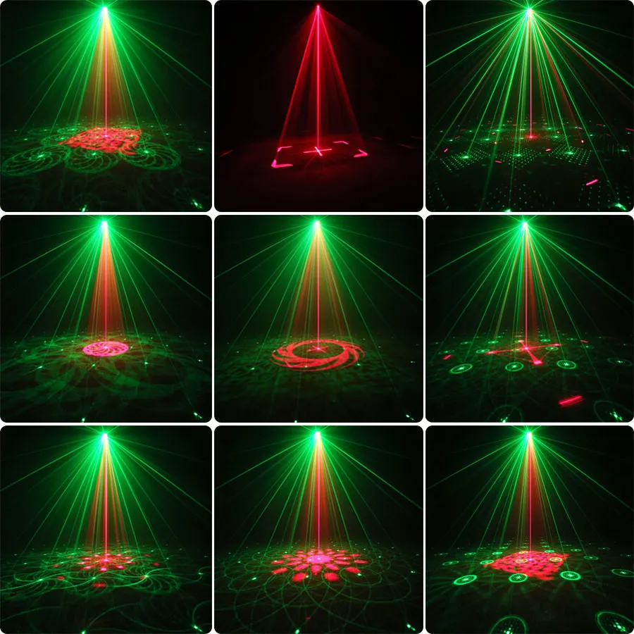 Rechargeable Battery Disco Light DJ R&G Laser 32 Pattern Projector Party Bar Bedroom Christmas Decoration Stage Child Gift Y12N7