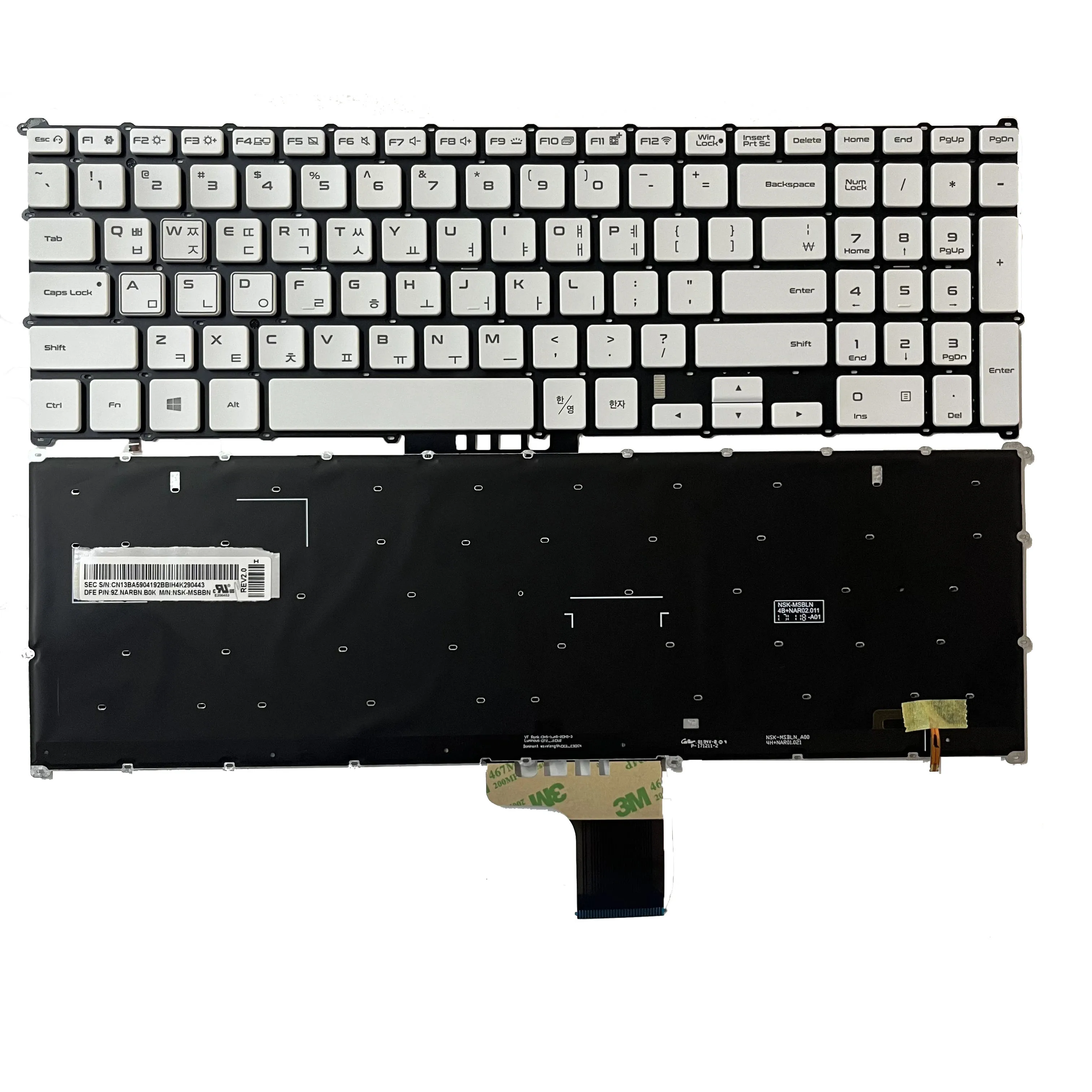 Teclado portátil retroiluminado para Samsung, EUA e Coréia, NT800G5M, NP800G5M, 800G5M, 8500GM, NSK-MSBBN, Branco US KR Layout