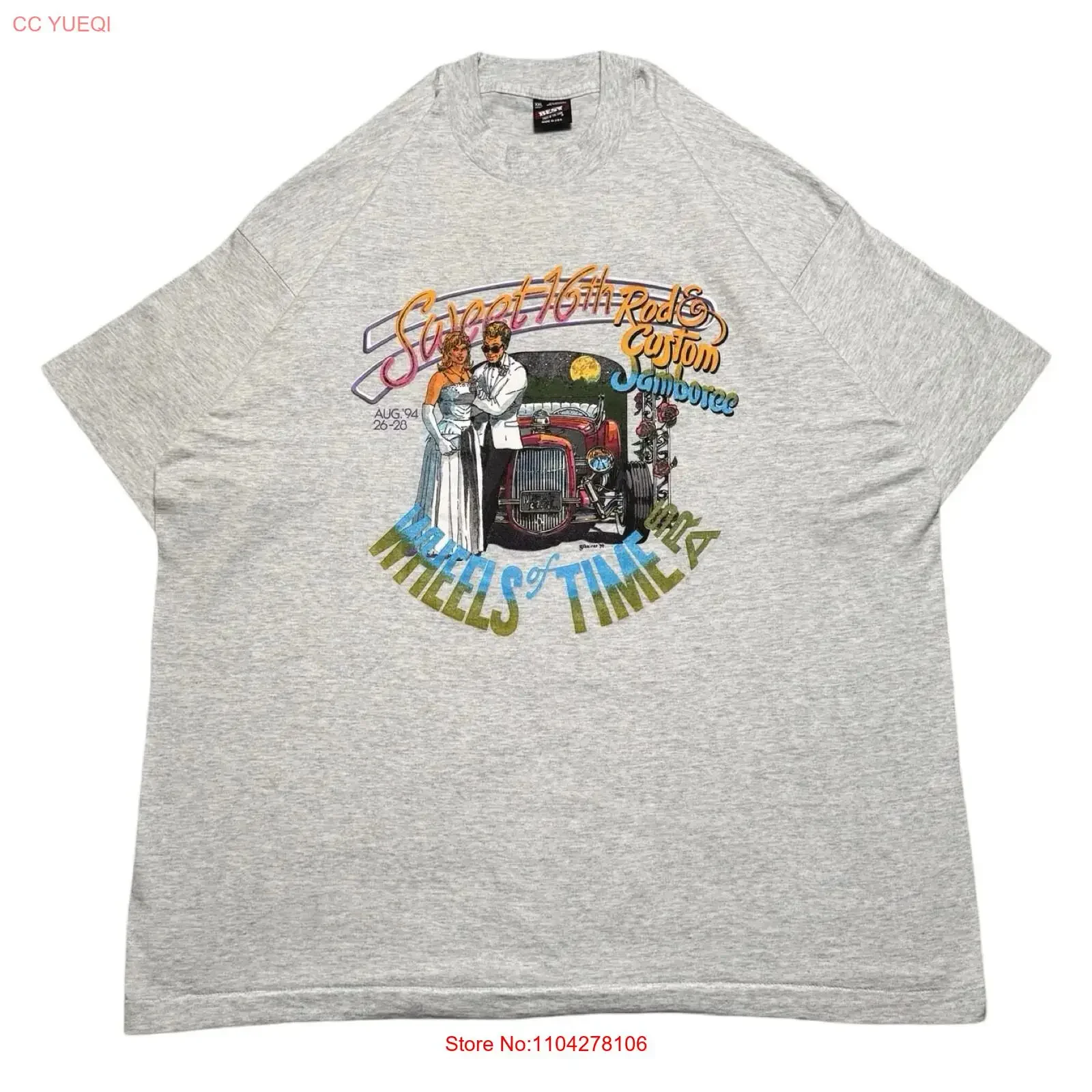 Vintage Wheels Of Time Hot Rod Sweet 16th Jamboree T Shirt XL Grey vintage Washed Breathable Versatile designer clothes fashion