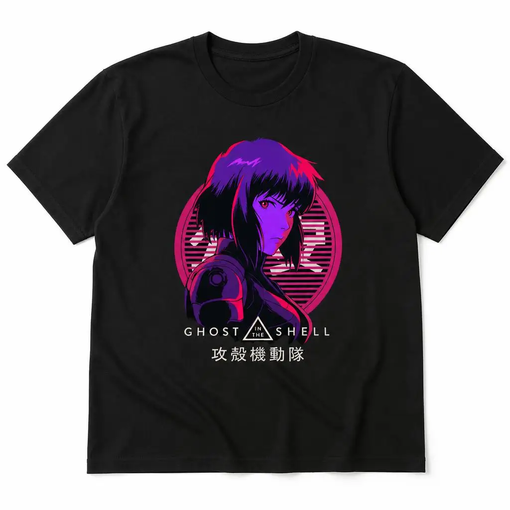 Camiseta Retro GHOST IN THE SHELL Major Motoko para hombre, ropa 100% de algodón, camiseta divertida de manga corta, camisetas de regalo
