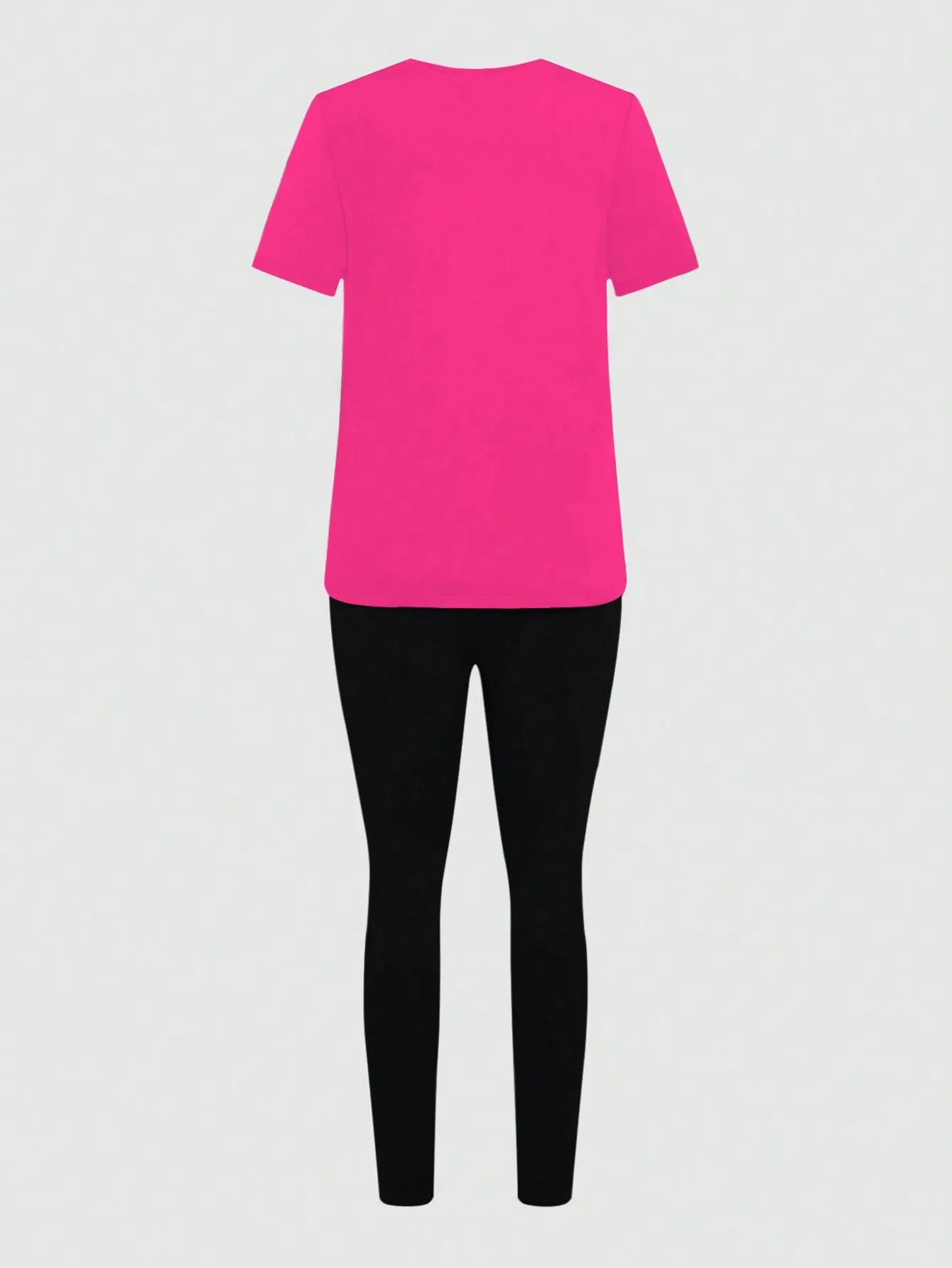 Set da 2 pezzi con stampa Rainbow Lips: maglietta rosa a maniche corte e leggings neri per streetwear estivo