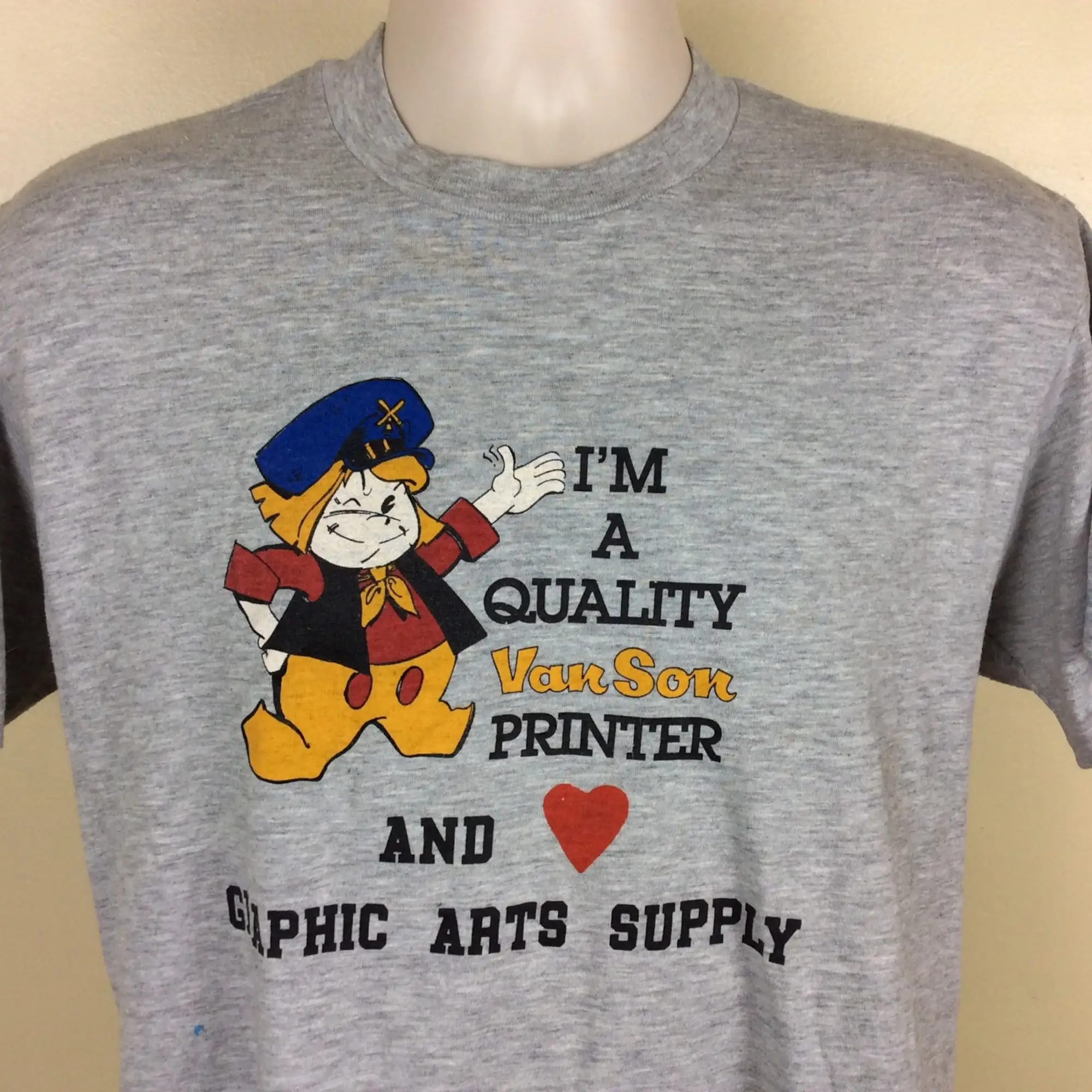 Vtg 80s 90s Van Son Printer And Graphic Arts Supply TShirt Heather Gray M