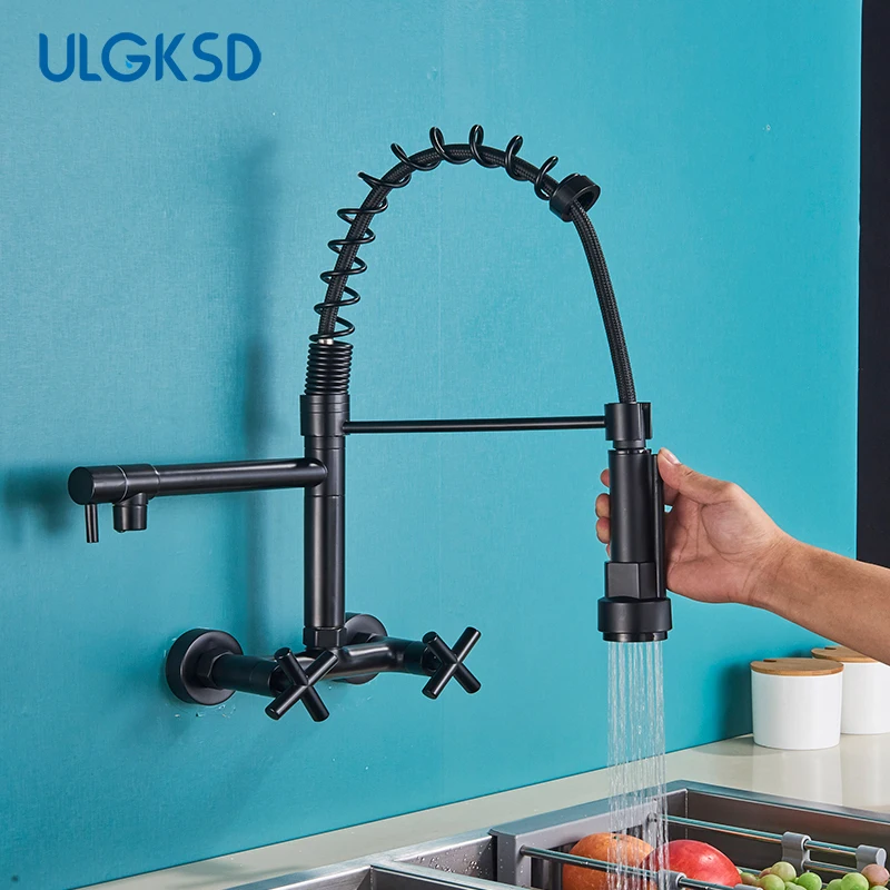 Kitchen Sink Faucet Embedded Concealed Mixer Faucets Hot&Cold Kitchen Sink Mixer Taps Two Mode Tap Dual Handles Pull Down Cranes