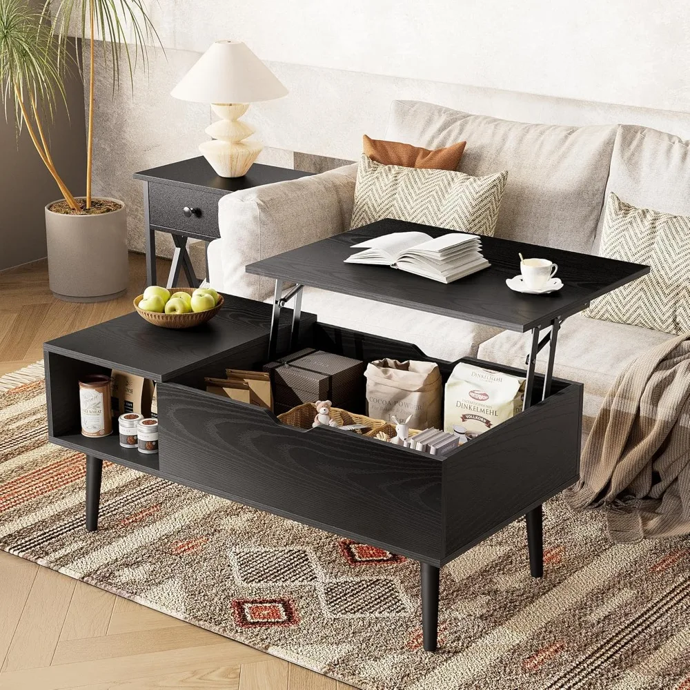 

Lift Top Coffee Table for Living Room,Sofa Desk for Laptop Adjustable,Storage Furniture with Raising Tabletop Hidden Compartment