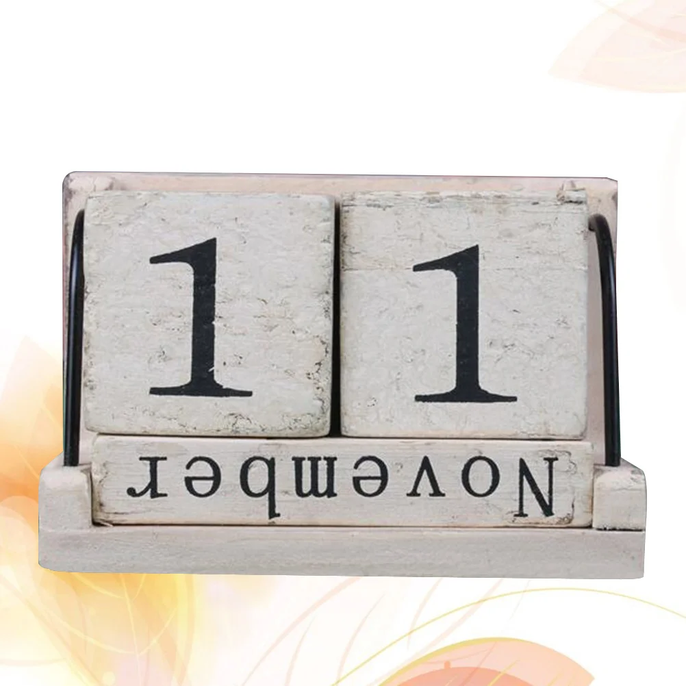 

Office Decor Wooden Desk Calendar Housewarming Gift Bamboo Reusable Vintage Style