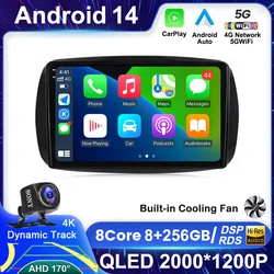 Android 14 dla Mercedes Benz Smart 453 Fortwo 2014 2015 2016-2020 Radioodtwarzacz samochodowy Nawigacja multimedialna GPS RDS Stereo Carplay