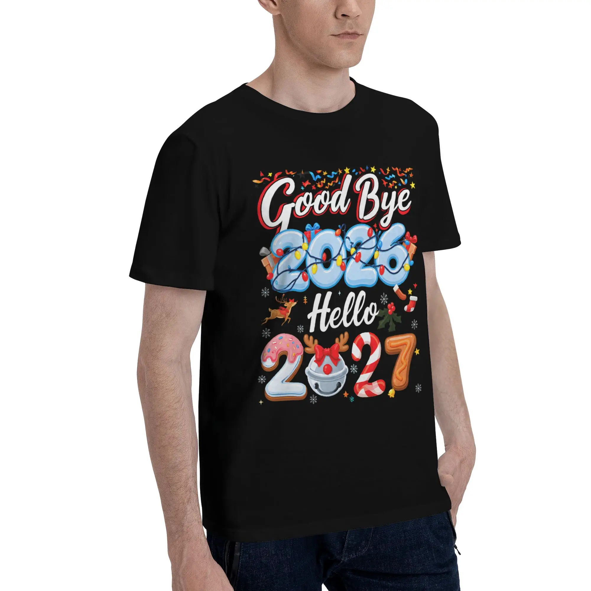 Mens Womens Good Bye 2026 Hello 2027 T Shirt 100% Cotton Print T-Shirt  Top Clothing