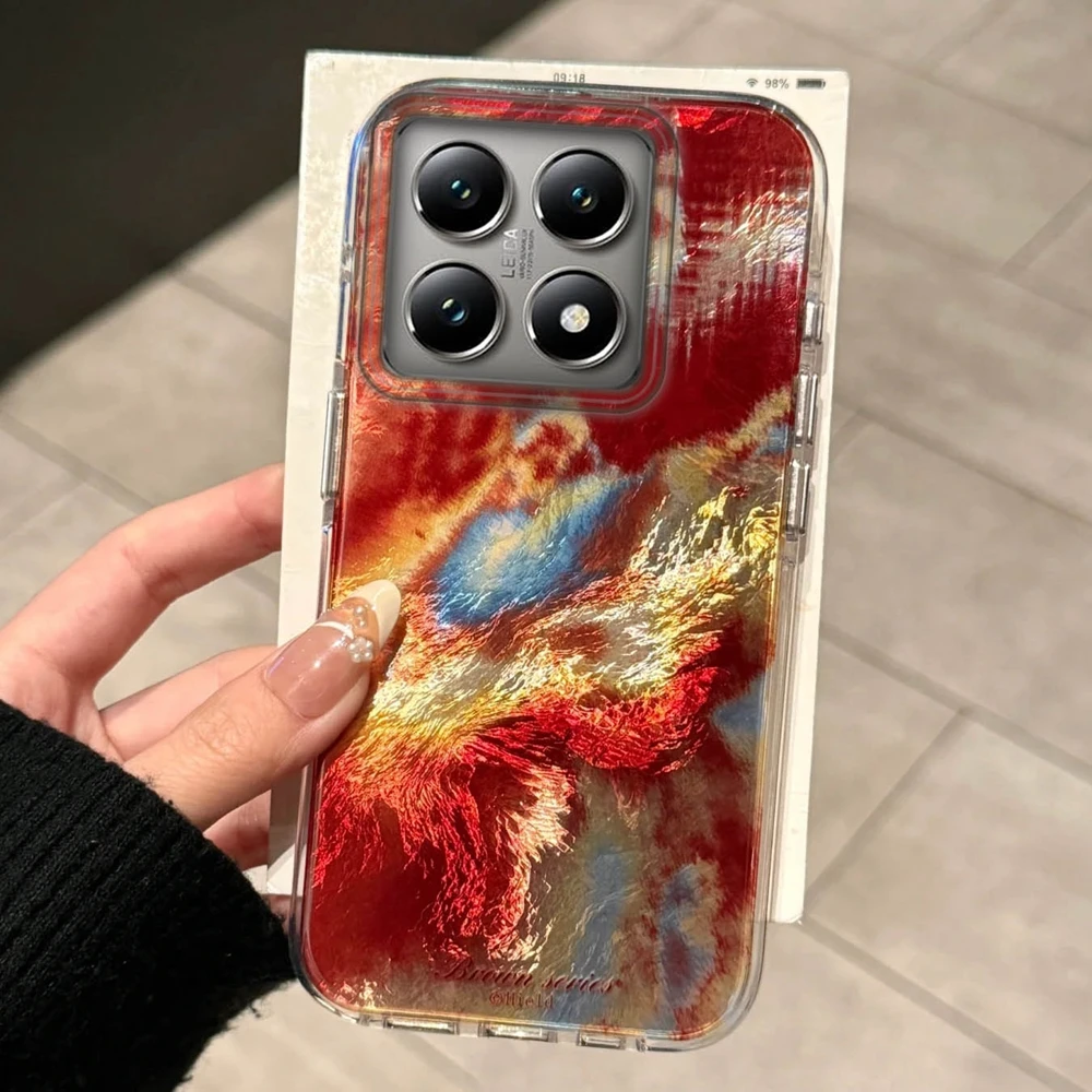 

Brown Blue Amber Blend Gradient Glacier Texture Girls Women Phone Case For Xiaomi 14T 13T Pro 11 Lite 5G NE Shockproof Cover