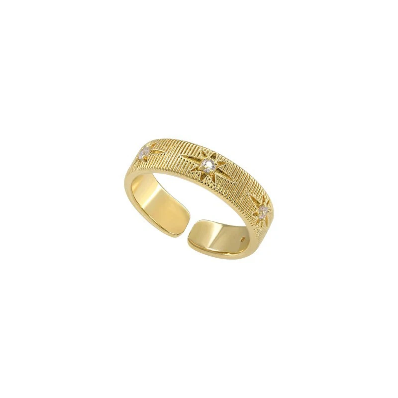 Mewanry Simple Inlaid Zircon Brushed Finger Ring For Women Delicate French Elegant Fashion Adjustable Jewelry Gift Party Wedding