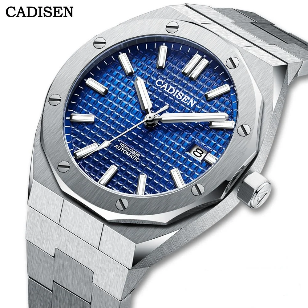 Relógio Masculino CADISEN de Luxo 42MM com Design Japonês MIYOTA 8215, Vidro de Safira, Mecânico Automático, 100M à Prova D'água