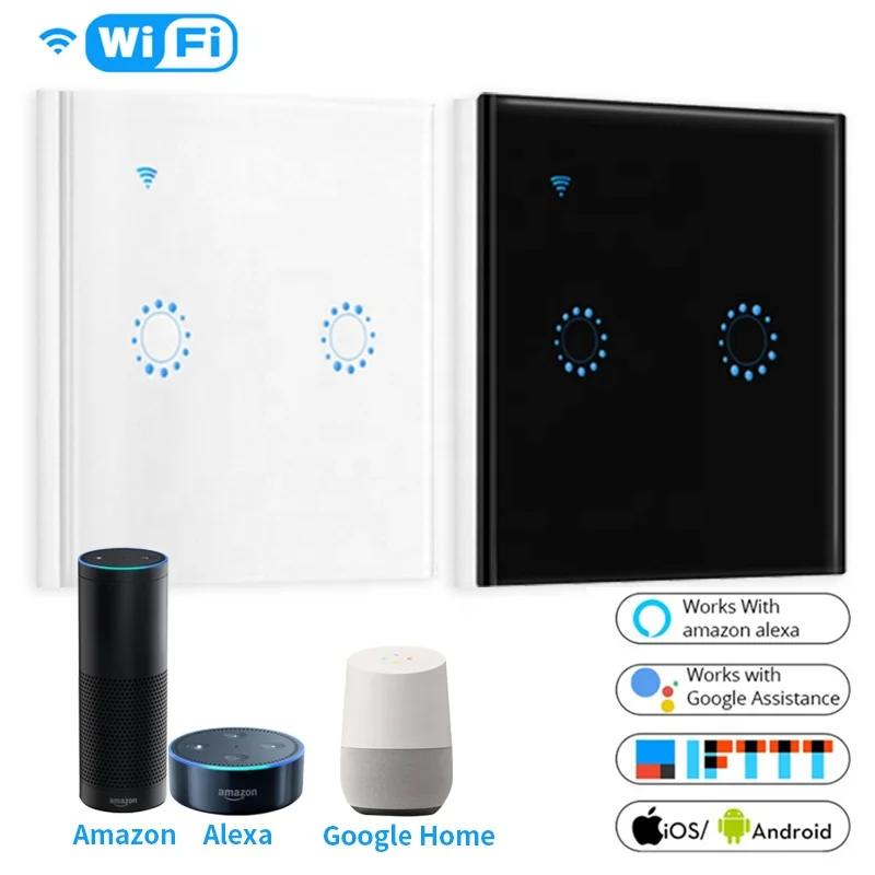 For Ewelink Touch Switch Wifi 2.4G Smart Home Touch Switch Wall Panel 220V EU/UK Standard 2 Groups