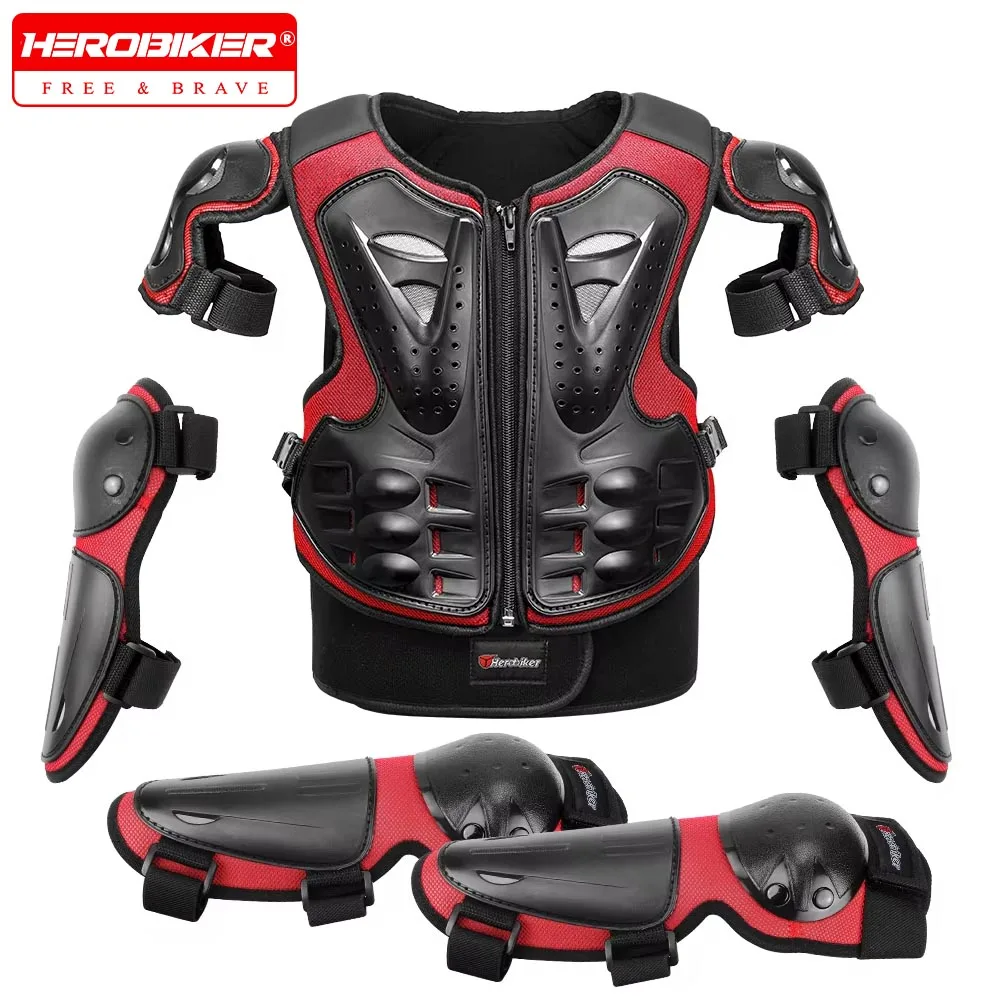 

Kid's Motorcycle Armor Vest Protection Riding Body Armor Jacket Protective Armors Skiing Kneepads Full Armor Children Protective