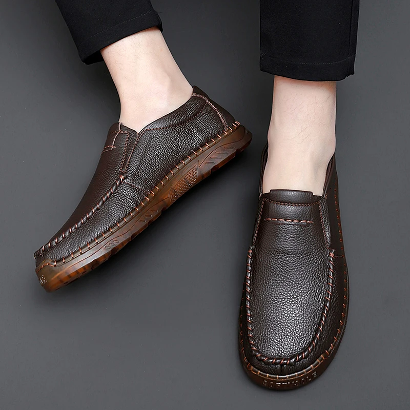 Golden Sapling Man Loafers Genuine Leather Moccasins Business Men\'s Casual Shoes Retro Designer Driving Flats Party Social Shoe