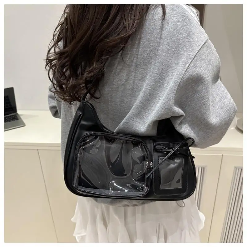 ~Y2k Harajuku Schultertasche für Damen, koreanische transparente Ita-Tasche, Schul-Umhängetasche, japanische Designer-Handtasche im Preppy-Stil – Detail 7