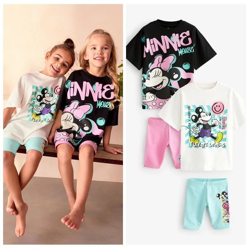 Mickey Mouse Cartoon T-shirt Outfits Summer Boys Clothes Tracksuit Popular Design Children's Wear Set Short Sleeve Tees + Shorts