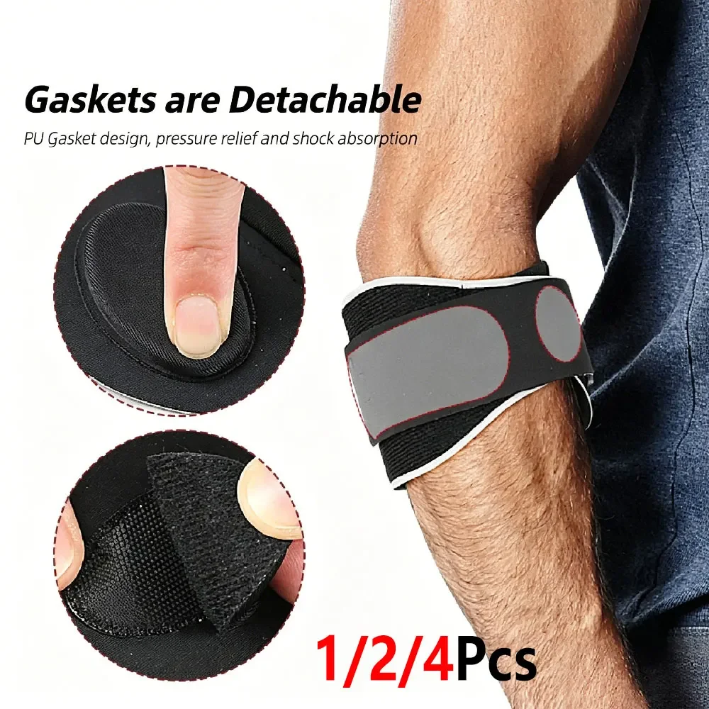 1/2/4Pcs Elbow Compression Strap, Adjustable Forearm Support with Detachable Pad for Tennis Elbow Sports Gym Workout