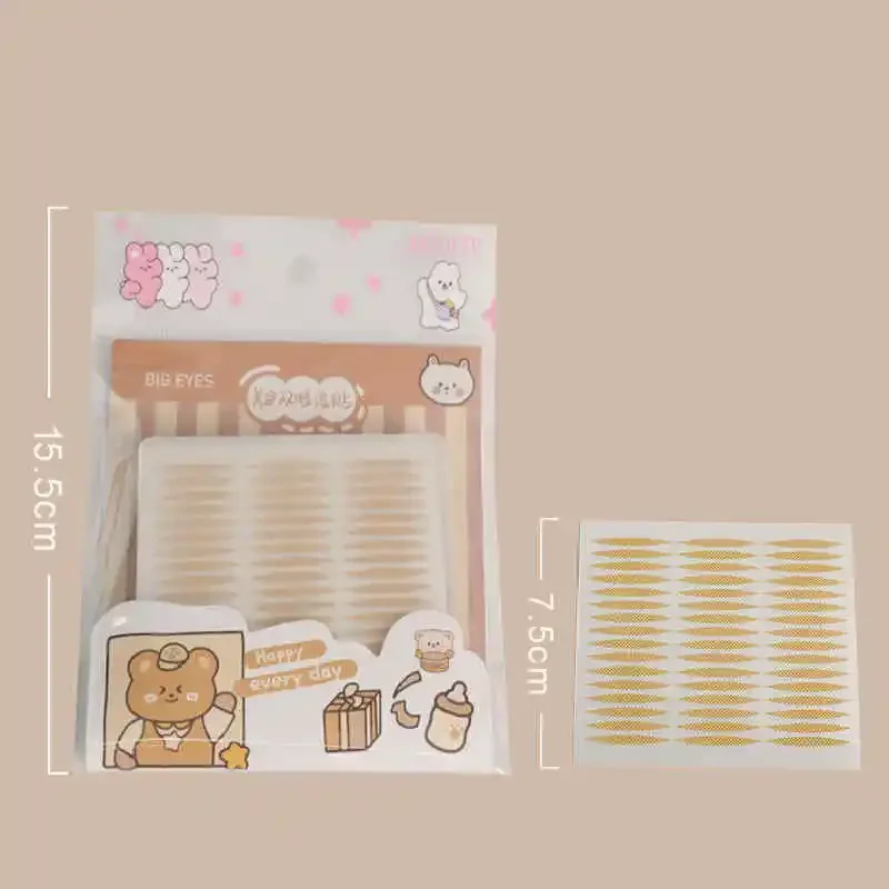 Zelfklevende Kantpasta Mesh-Kant Doorzichtige Beige Big Eye-Tools 144 Stuks Grote Ooglidtape Sticker M S Make-Up Grote Ooglidstickers