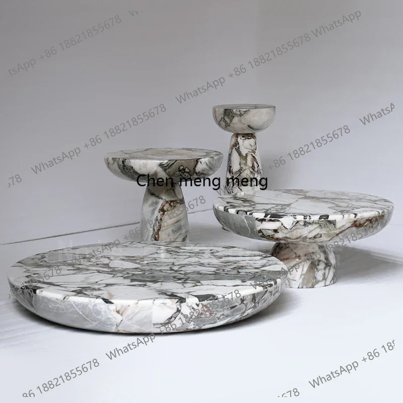 

Coffee table marble French home living room Nordic elephant white edge corner combination customization