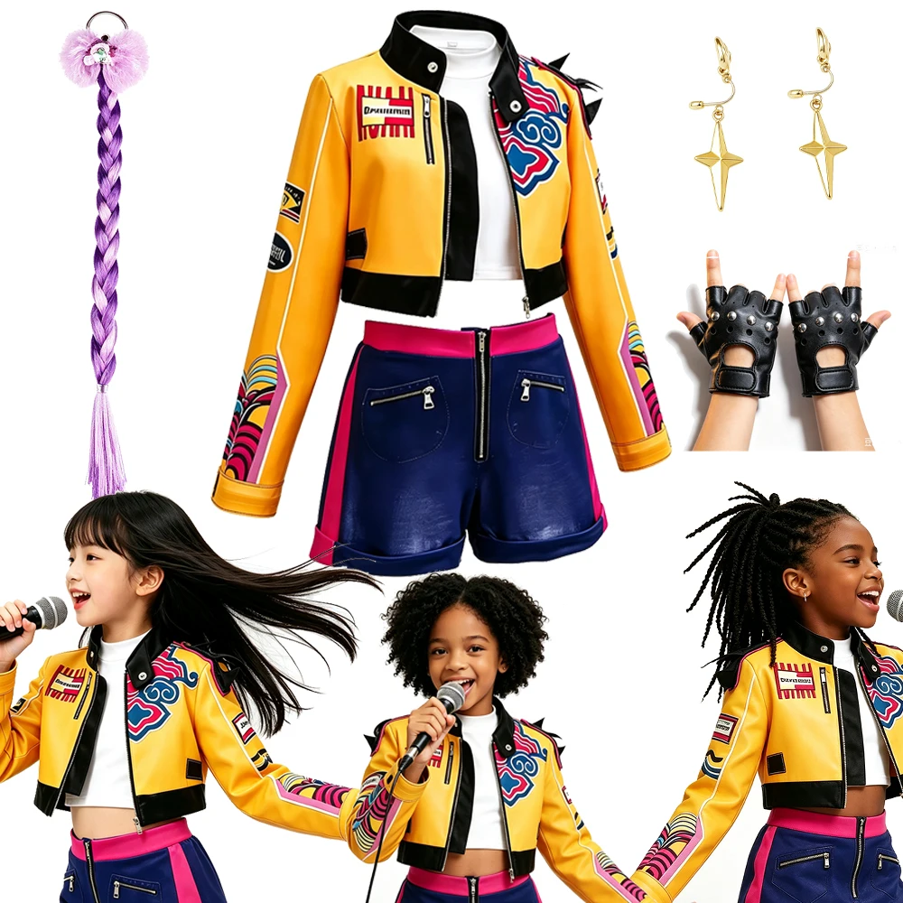 Koreanische Kinderkleidung 2026 3D-Druck 3-teiliges Rollenspiel Musik-Performance-Kostüm Tanzkostüm Kinder-Sänger-Cosplay Team-Uniform – Detail 2